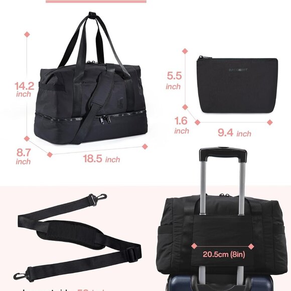 Weekender Bags for Women, Travel Duffel Bags with Shoe Compartment,Personal Item - Picture 3 of 7